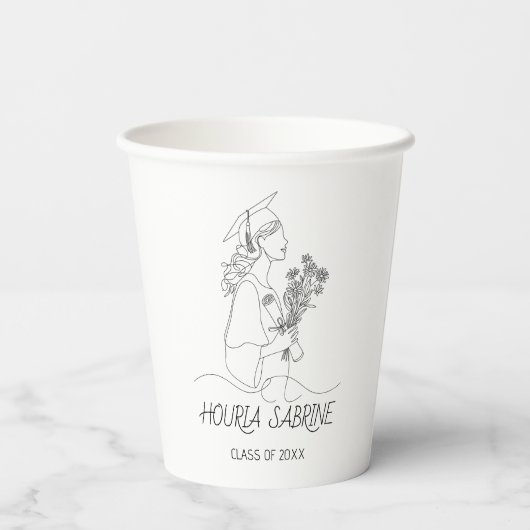 Modern Graduation Black & white line art graduate  紙コップ (裏面)