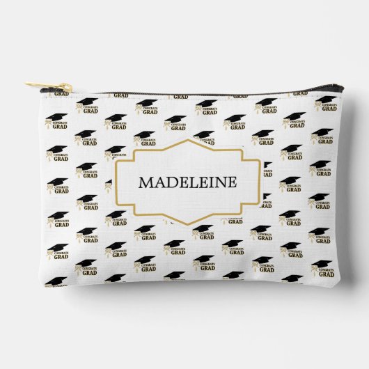 Modern Graduation Cap and Tassel Gold アクセサリーポーチ (正面)