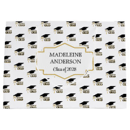 Modern Graduation Cap  and Tassel Gold ラージペーパーバッグ