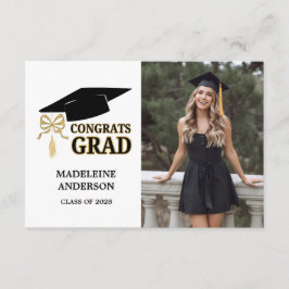 Modern Graduation Cap  and Tassel Gold Photo エンクロージャーカード