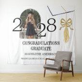 Modern Graduation Cap  and Tassel Gold Photo タペストリー (インサイチュ(横))