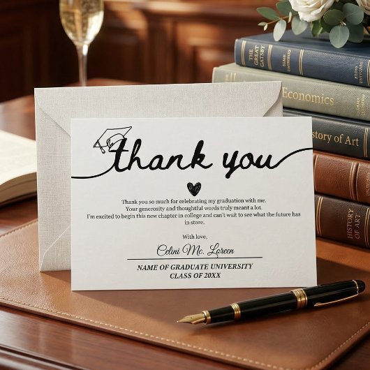 Modern Graduation Cap and Tassel Personalized サンキューカード