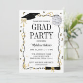 Modern Graduation Cap  and Tassel Photo Gold 招待状 (スタンド正面)