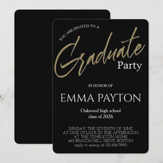 Modern Graduation Celebration 招待状 (正面/裏面)