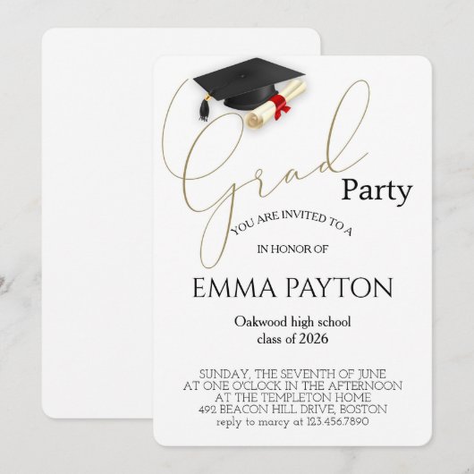 Modern Graduation Celebration  招待状 (正面/裏面)