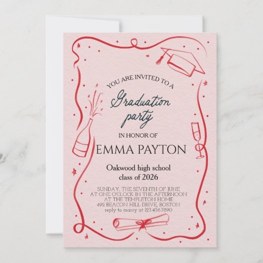 Modern Graduation Celebration  招待状 (正面)