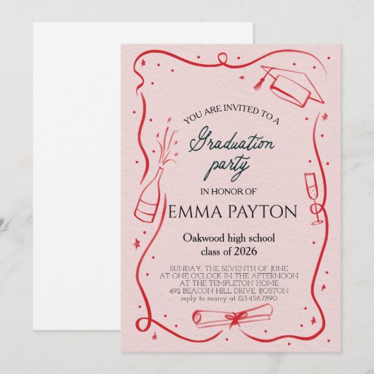 Modern Graduation Celebration 招待状 (正面/裏面)