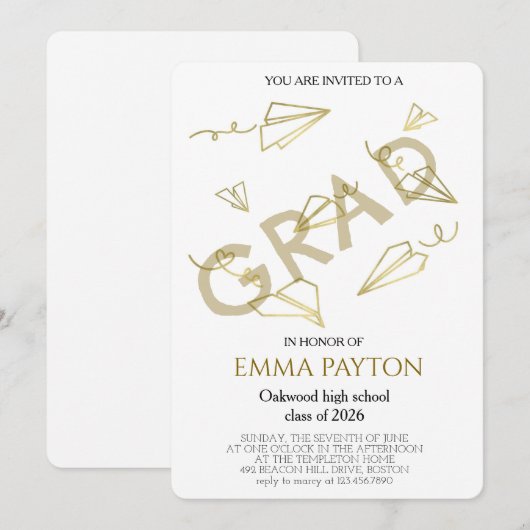 Modern Graduation Celebration 招待状 (正面/裏面)