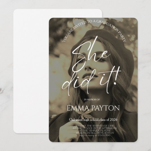 Modern Graduation Celebration 招待状 (正面/裏面)