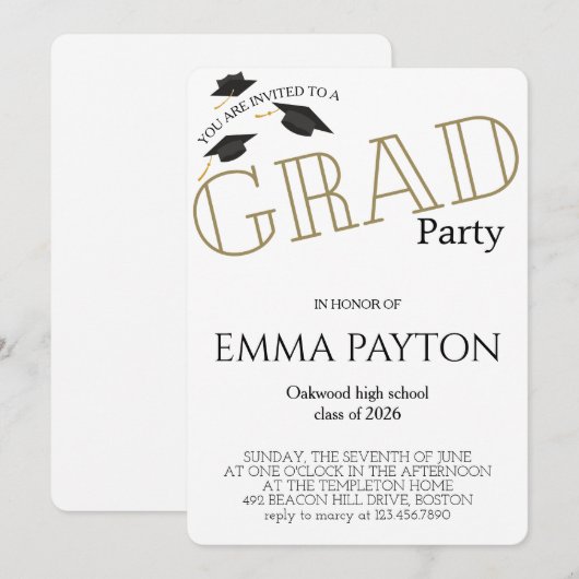 Modern Graduation Celebration  招待状 (正面/裏面)