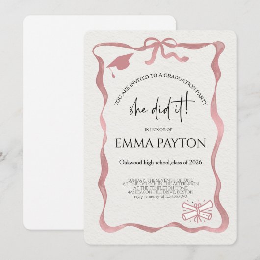 Modern Graduation Celebration 招待状 (正面/裏面)