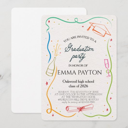 Modern Graduation Celebration  招待状 (正面/裏面)