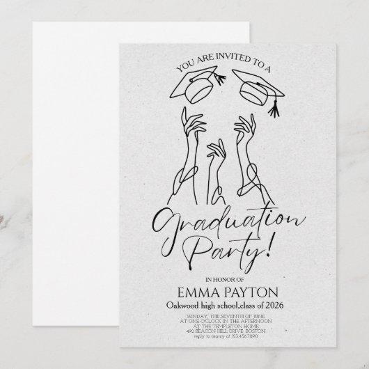 Modern Graduation Celebration  招待状 (正面/裏面)