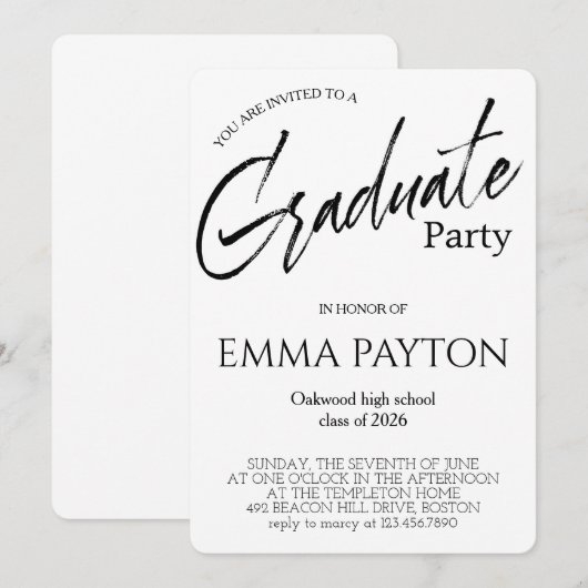 Modern Graduation Celebration  招待状 (正面/裏面)