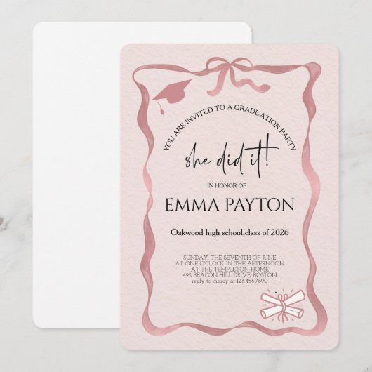 Modern Graduation Celebration 招待状 (正面/裏面)