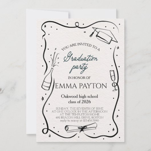 Modern Graduation Celebration  招待状 (正面)