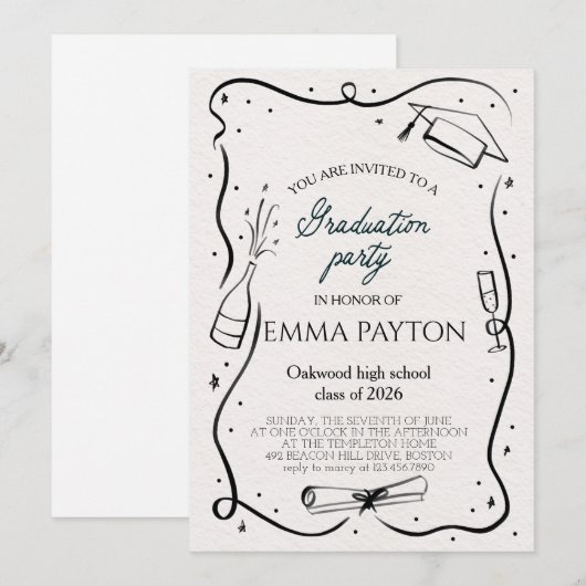 Modern Graduation Celebration  招待状 (正面/裏面)