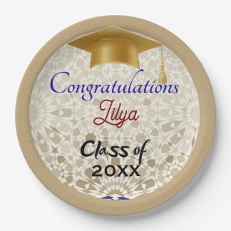 Modern Graduation Congratulations Moroccan Zellige ペーパープレート