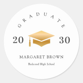 Modern Graduation Gold Cap Simple Minimal ラウンドシール