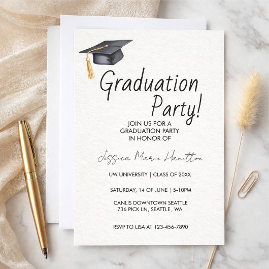 Modern Graduation Invitation Template 招待状