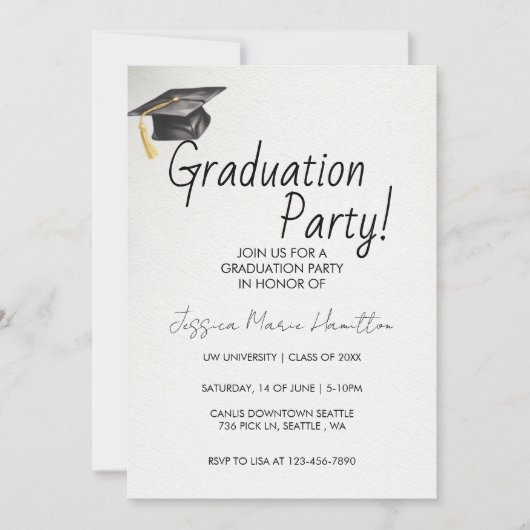 Modern Graduation Invitation Template 招待状 (正面)