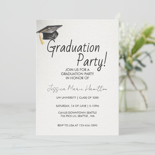 Modern Graduation Invitation Template 招待状 (スタンド正面)