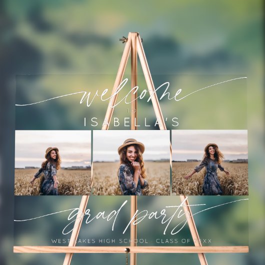 Modern Graduation Party 3 Photo Welcome Script  アクリルサイン (ニュートラル)