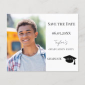 Modern Graduation Party guy budget Save the Date チラシ (正面)