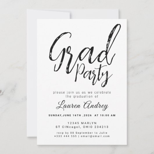 Modern Graduation Party Invitation 招待状 (正面)