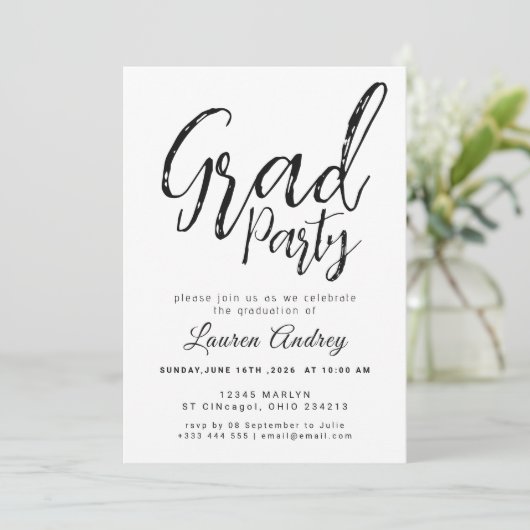 Modern Graduation Party Invitation 招待状 (スタンド正面)