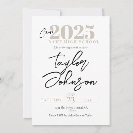 Modern Graduation Party Invitation  招待状 (正面)