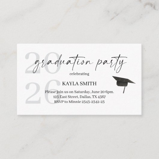 Modern Graduation Party Invitation Insert エンクロージャーカード (正面)