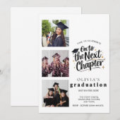 Modern Graduation Party Invitation with Photos 招待状 (正面/裏面)
