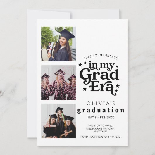 Modern Graduation Party Invitation with Photos 招待状 (正面)