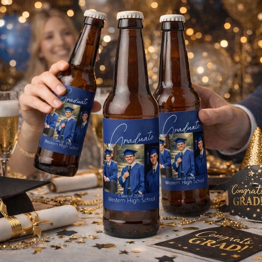 Modern Graduation Party Photo Display ビールラベル