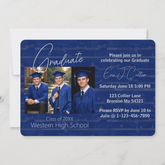 Modern Graduation Party Photo Display 招待状 (正面)