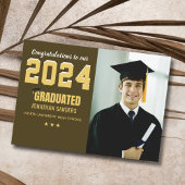Modern Graduation Party with 1 Photo in Brown 招待状