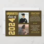 Modern Graduation Party with 2 Photos  招待状 (正面)