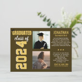 Modern Graduation Party with 2 Photos  招待状 (スタンド正面)