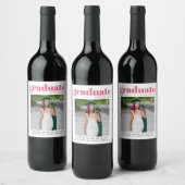 Modern Graduation Photo Announcement Wine  ワインラベル (ボトル)