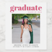 Modern Graduation Photo Announcement Wine  ワインラベル (シングルラベル)