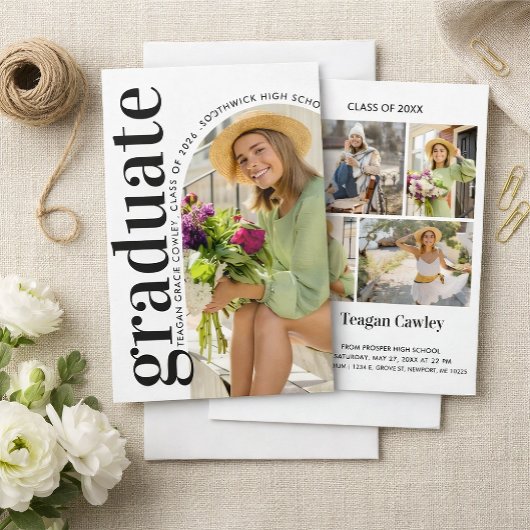 Modern Graduation Photo Collage Invitation 招待状