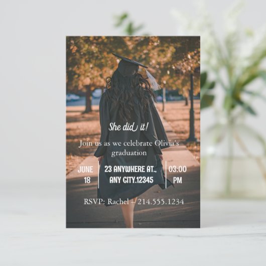 Modern Graduation Photo Invitation for Her | 招待状 (スタンド正面)