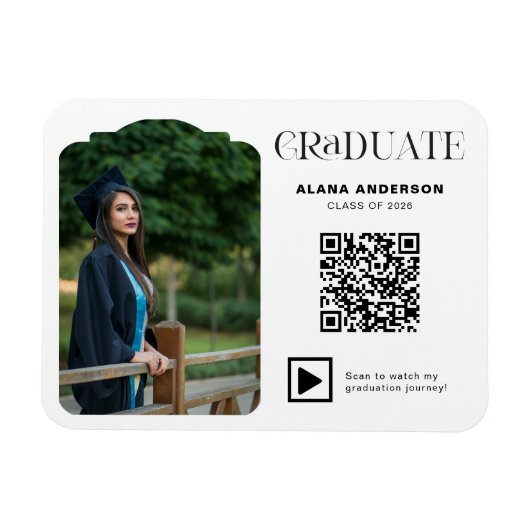 Modern Graduation Photo QR Code Minimal Arch Video マグネット (横)