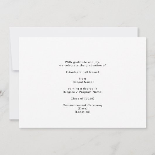 Modern Graduation Photo QR Code Minimal Arch Video 案内状 (裏面)