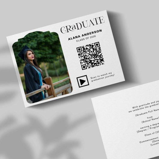 Modern Graduation Photo QR Code Minimal Arch Video 案内状