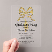 Modern Graduation Tassel and Bow Gold アクリル招待状 (インサイチュ (ポータブル))