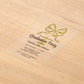 Modern Graduation Tassel and Bow Gold アクリル招待状 (レイダウン)