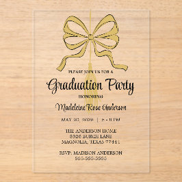 Modern Graduation Tassel and Bow Gold アクリル招待状