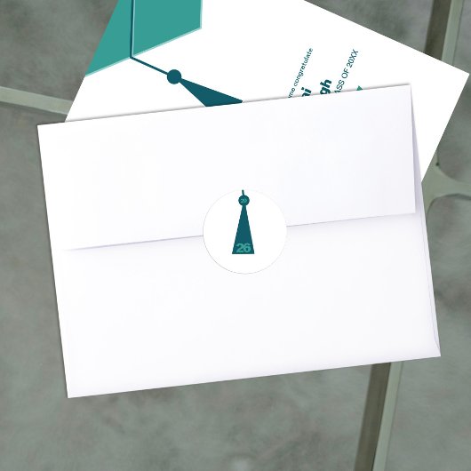 Modern Graduation Tassel Envelope Seal Sticker ラウンドシール